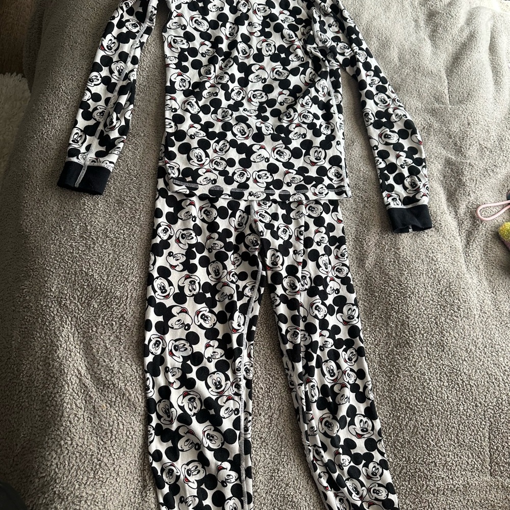 Pre-owned Kids Mickey Mouse  Black and White PJ set